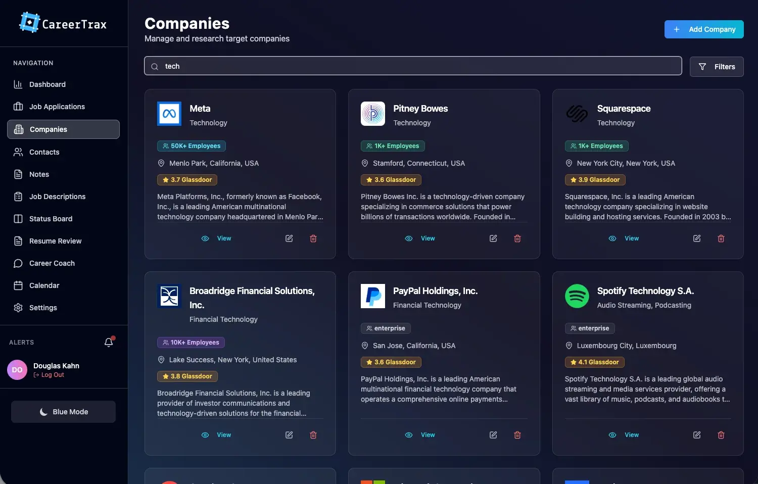 CAREERTRAX secondary view